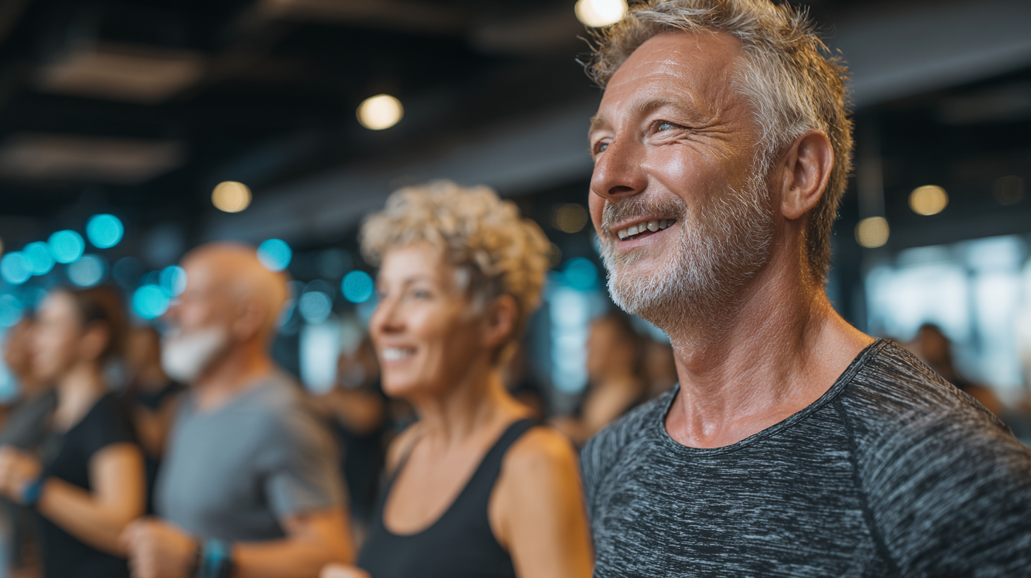 Senior fitness class in action